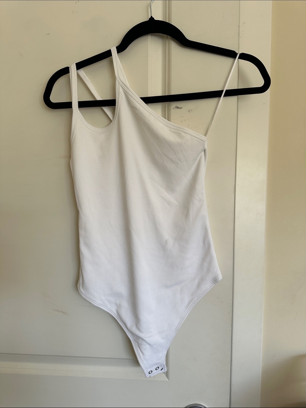 White One-Shoulder Ribbed One-Piece